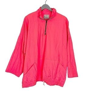 Vintage Neon‎ windbreaker pullover size Large oversized Melon orange